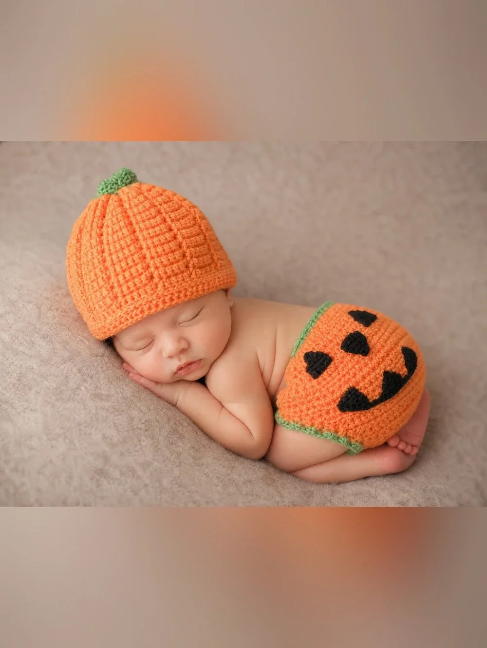 So 'Dorable Crochet Jack-O'-Lantern Hat & Diaper Cover Halloween Baby Costume